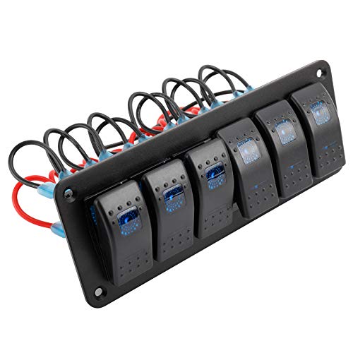 Panneau d interrupteurs pré-câblé 6 commandes étanches ON-OFF à double LED bleue