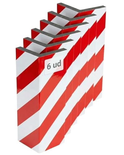 NOOGUI - Protector Columnas Garaje - Protector Pared Garaje - Espuma 2 cm Alta Densidad - Autoadhesivo Reflectante - Protector Columna Parking - 40x15x2 Cm - Rojo y Blanco - 6pcs