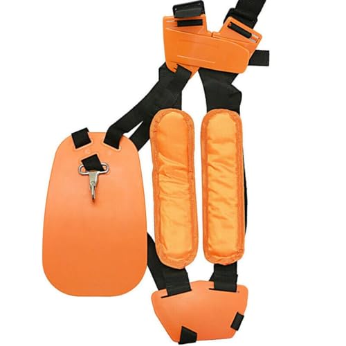 Correa de hombro acolchada ajustable para desbrozadora de jardín, compatible con STIHL para modelos Husqvarna, arnés doble de nailon con acolchado suave, para naranja (28 x 12 x 4 cm)
