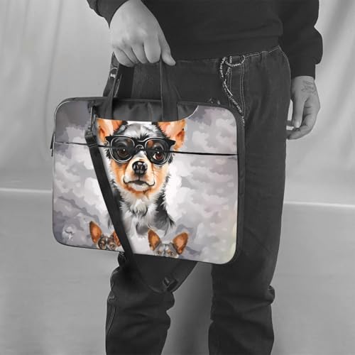 Maletín para portátil con diseño Chihuahua y lentes miniatura 2