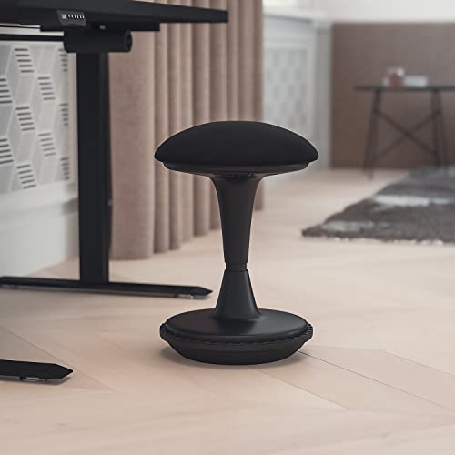 Image of Flash Furniture Adjustable Height Active Office Stool - Modern Black Sit-To-Stand Learning Chair - Padded Swivel Stool - Rocking, Wobble, Tilting Motion
