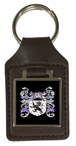 Porte-clés en cuir marron gravé Jones Heraldry en détail chic