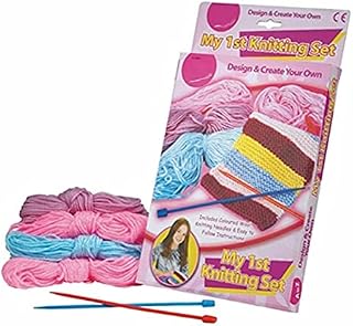 My First Knitting Set, Coloured Wool Needles Childrens Crafts Kit Girls Kids New
