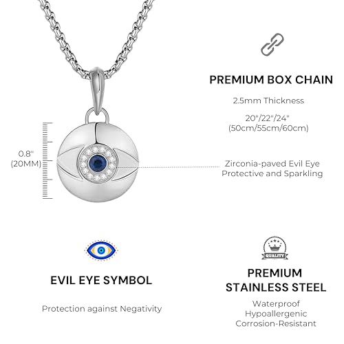 GAVU Men’s Stainless Steel Pendant Necklace, Protection Necklace Evil Eye Necklace for Men3