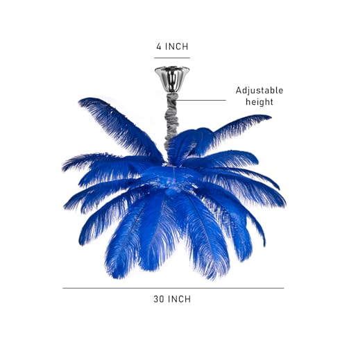 Image of Harold Electricals Modern Blue Ostrich Plumes Chandelier |Creative Feather Dulight Ceiling Pendant Light for Bedroom Living Room Dining Area Cafe Hotel Photography Prop -Bulb Included