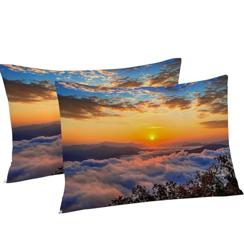 Housse de couette 200x200 microfire douce coucher du soleil nuages blancs 3 pièces - 5