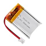 Winfox 3.7V 380mAh 702030 Lipo Battery Rechargeable Lithium Polymer Battery Pack with JST PH2.0mm Connector for Bluetooth Speaker, GPS, Smart Watch, Portable Devices