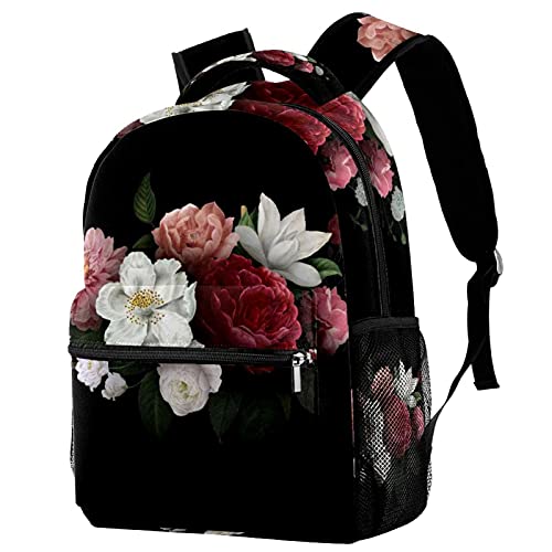 Sac à dos ordinateur 14" ergonomique et grand sac de voyage scolaire étanche fleur