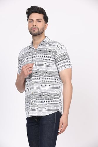Image of CVC Fashion Men's Printed Button-Down Shirt - Aesthetic Regular Fit Half Sleeve Casual Shirt for Men, Ideal for Summer & Beach Wear