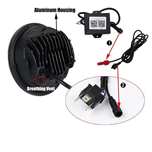 MOSTOP 7" RGB Harley Davidson Motorcycle Headlight LED Daymaker RGB Halo Angle Eye Vehicle Light H4 Plug App Bluetooth Multicolor Control, Fit Road King, Street Glide, Fatboy, Soft Tail