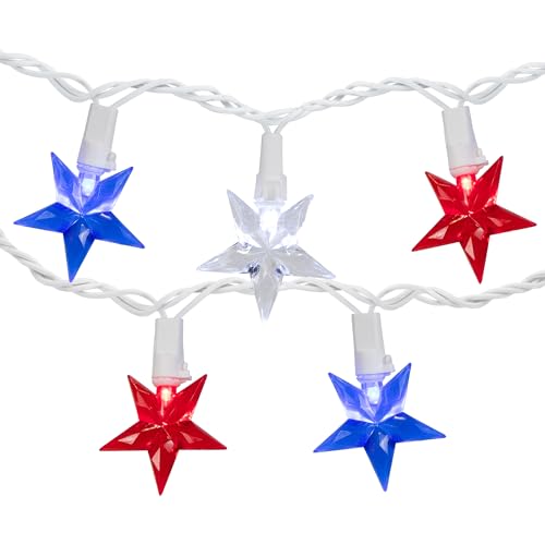 LED Patriotic Stars String Light Set - 7.25ft - White Wire - 10ct
