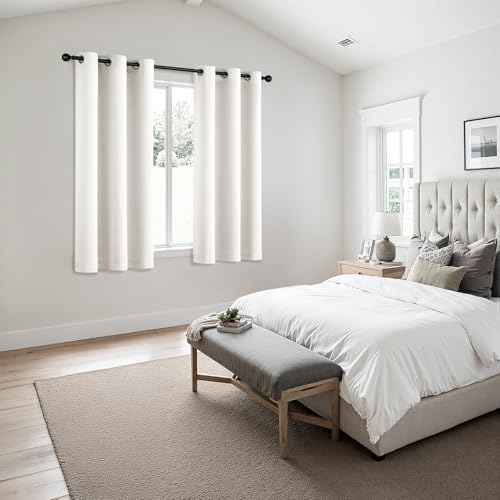 Image of MIULEE Blackout Curtains for Bedroom Living Room 2 Panels, Thermal Insulated Room Darkening Drapes Grommet Noise Reducing Light Blocking Window Treatments 40 Inches Long 29x40 Inch Ivory