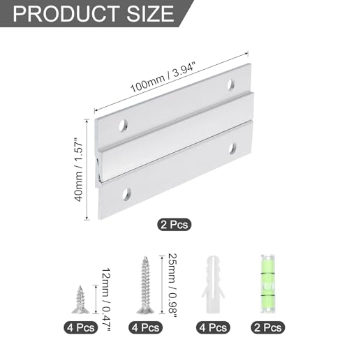 Image of uxcell 2 Pair French Cleat Picture Hanger, 4 Inch Heavy Duty Aluminum Z Bar Clip Interlocking Wall Mounting Bracket Hanger Kit for Hanging Mirror Ornaments