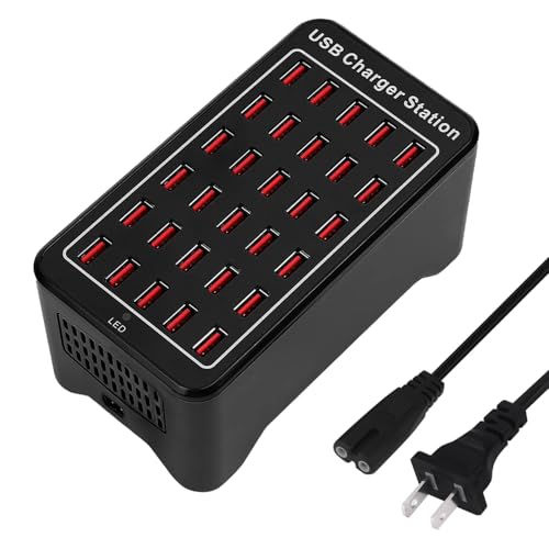 30 Port USB Charger, 150W/30A USB Smart Charger, 30-in-1 Desktop Charging hub, Multi-Port USB Charging Station for Samsung/iPhone/iPad/Google Pixel/Tablets and Other USB Electronics