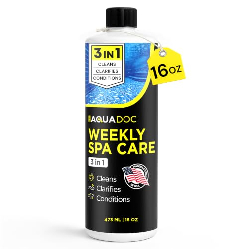 AquaDoc 3 in 1 Hot Tub Weekly Care - Concentrated Spa Clarifier Cleaner & Water Conditioner - Works with Chlorine Bromine & Saltwater - Hot Tub Chemicals Made in USA - 16 oz