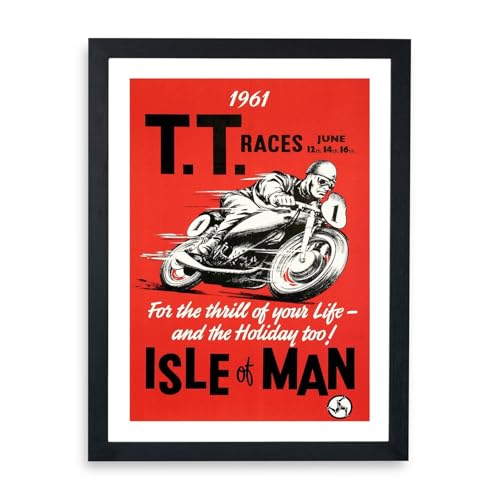 Affiche encadrée Isle of Man TT Racing taille M une idée cadeau pour motard