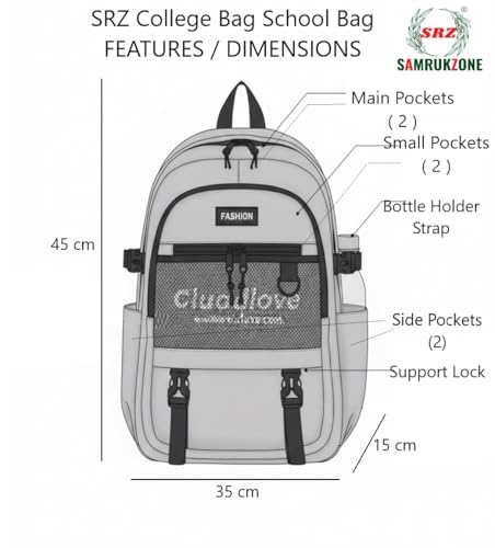 Image of SRZ School Bag College Bag Backpack for women Travel bag Polyester Trendy Stylish Backpack Drawstring Embroidery