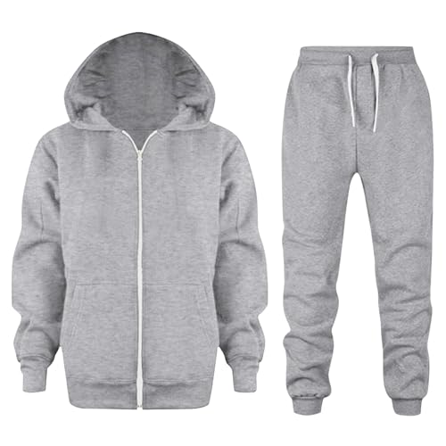 Youth Kids 2 Piece Sweatsuits Zip up Hoodies Sweatpants Outfitd Plain Loose Fit Fall Tracksuits Joggers Pants Clothes