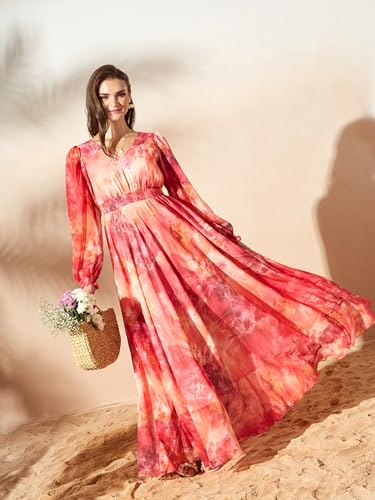Image of Miss Chase Women's Multicolored-Base-Brown Relaxed Fit Maxi Lurex Chiffon Dress