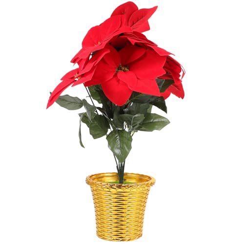Veemoon Ramo de Flores Artificiales de Pascua en Maceta de Navidad, tamaño decoración de Navidad, hogar, Oficina Conmemorativa