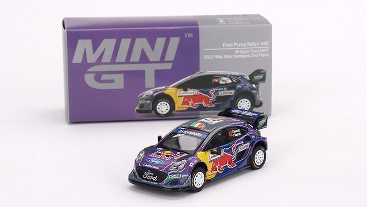 True Scale Miniatures Model Car Compatible with Ford Puma Rally1#42 M-Sport Ford WRT 2022 Rally Italia Sardegna 2nd Place 1/64 Diecast Model Car MGT00627