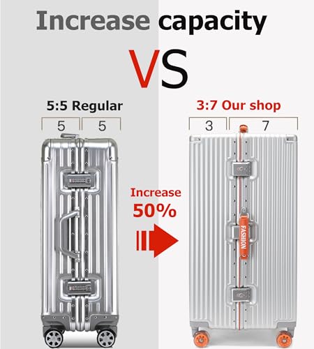 Image of feilario Super Large Aluminum Frame Checked Luggage, Removable Wheels | Zipperless access, PC shell, TSA lock, cup /phone holder and 126L capacity suit dorm moves, moving and long trips