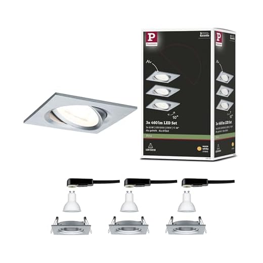 Paulmann Einbauleuchte LED Nova eckig 6,5W GU10 Alu IP23 sprühwassergeschützt 3er-Set schwenkbar