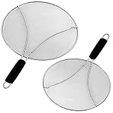 304 Stainless Steel Splatter Screen for Frying Pan,Fine Mesh Heavy Duty Splatter Grease Guard with R