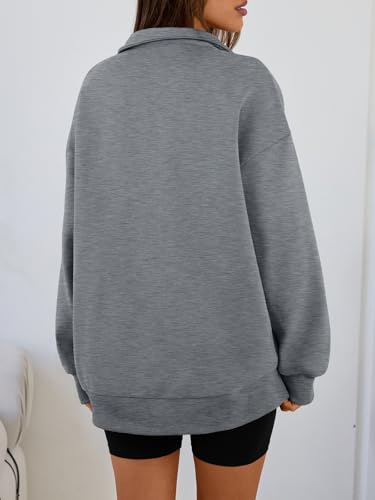 Image of Trendy Queen Women's Oversized Sweatshirts Half Quarter Zip Fleece Sweaters | Soft Cozy Zip Pullover, Comfort Warm Sweaters for Fall Winter, Fashion Mock Neck Outfits