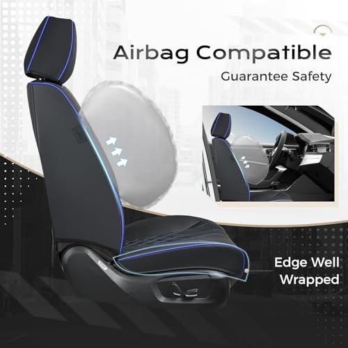 Image of Coverado Car Seat Covers, Car Seat Covers Front Seats, 2-Pack Front Seat Cover, Nappa Leather Waterproof Seat Covers, Car Seat Protectors, Automotive Seat Covers Universal Fit for Most Vehicles