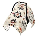Dalzium Vintage Color Tribal Aztec Car Seat Cover Baby Girl Boy, Carseat Canopy Cover Breathable Baby Carrier Cover Stroller Sun Shade Universal Fit Breastfeeding Cover