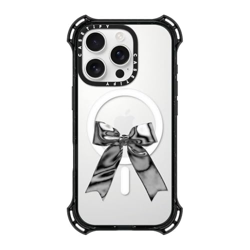 CASETiFY oEX MagSafeΉ iPhone 16 Pro P[X [ϏՌ / 6.5m̗NA (MILKi6{) / CX[dMagsafeΉ] - Metallic Ribbon - NA ub