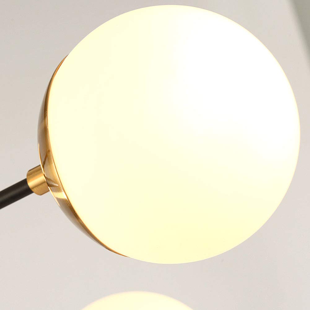 Lámpara de araña LED con Pantalla de Cristal esférica, lámpara Colgante Industrial para Cocina, Comedor, Sala de Estar y vestíbulo - Dorado. Grifos domésticos de 6 Cabezales.