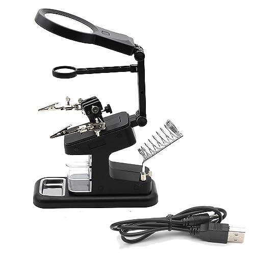 Lupa De Mesa Bancada 16 LEDs Com Garras Suporte Ferro Solda 3 Gavetas CBRN20393 - Commerce Brasil