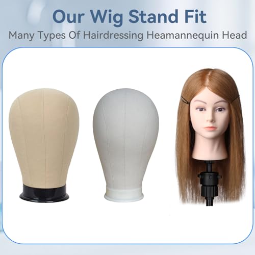 obeoby Adjustable Wig Stand Tripod, Mannequin Head Stand for Cosmetology Hairdressing Foldable Wig Head Stand with T-Pins, C-Pins, Wire, Storage Bag