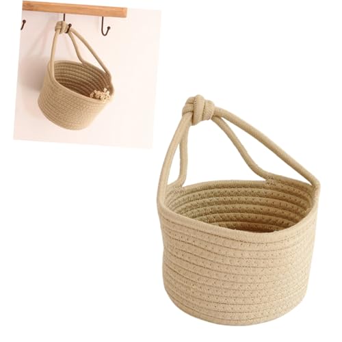 Ciieeo Cesto Portaoggetti Rotondo in Cotone con Corda Intrecciata Contenitore Sospeso per Organizzazione Giocattoli e Accessori Resistente e Decorativo per Casa