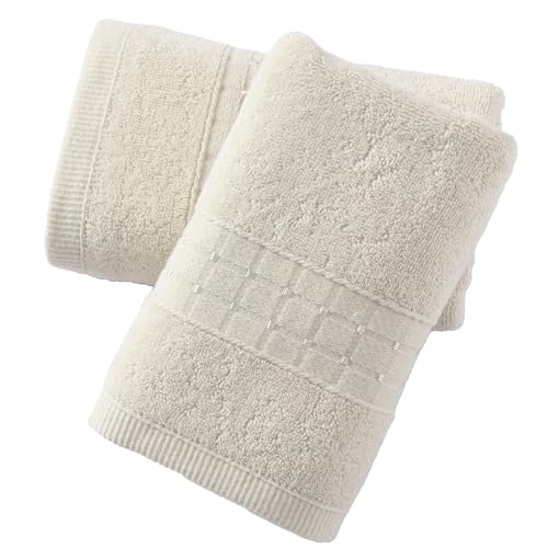 sense gnosis White Hand Towel Set of 2 Super Soft 100% Cotton Absorbent Checkered Decorative Bath Hand Towels for Bathroom Home, 13 X 29 Inches