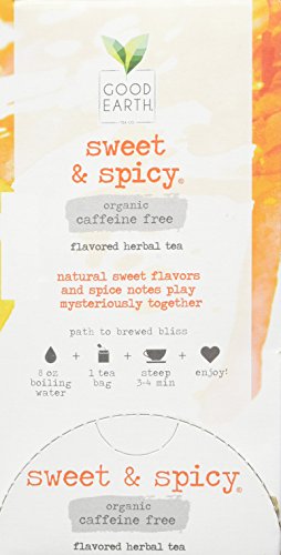 Organic Sweet & Spicy Herbal Caffeine Free Good Earth Teas 18 Tea Bag #TOP3