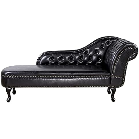Beliani Klassische Ré­ca­mi­e­re im Chesterfield Style rechtsseitig schwarz Nimes Cover