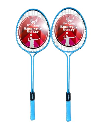 Image of Double Shaft Badminton-Racket, Set of 2 Combo Kit with 2 Pieces Plastic Shuttlecocks