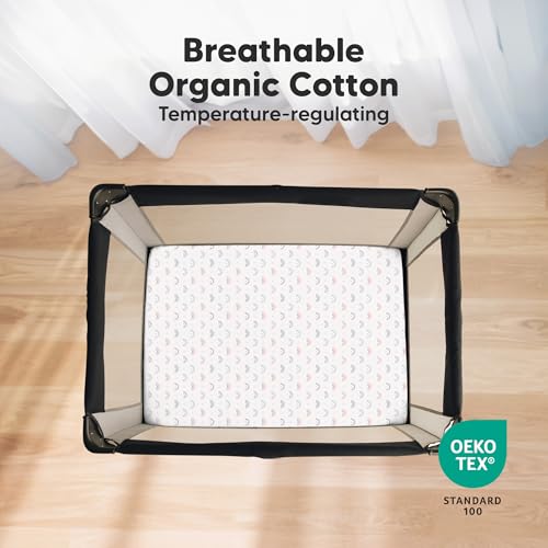 Image of 2-Pack Mini Crib Sheets Fitted, 38x26 Pack N Play Mattress Sheets (Jolly Rainbow)