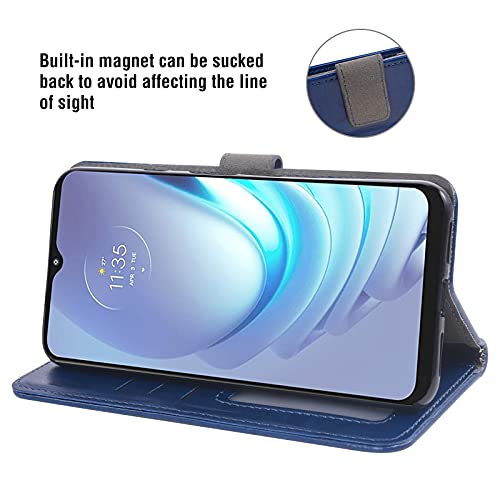 Étui portefeuille Motorola G50 avec verre trempé bleu par Asuwish - 3