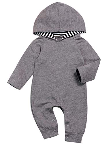 Newborn Baby Boys Girls Romper Toddler One Piece Solid Color Outfits Long Sleeve