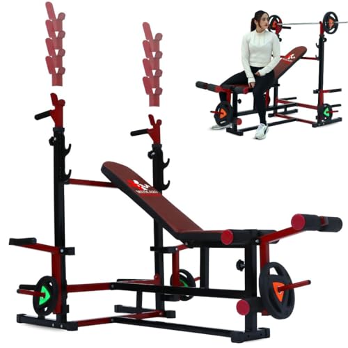 Image of PRO Heavy Duty 8-in-1 Strength Multi Gym Bench | Adjustable Flat, Incline, Decline Bench with Leg Curl & Leg Extension | Home Gym Workout Bench
