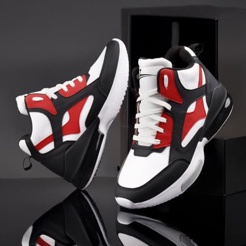 Image of Zixer High Top Sneakers for Men | Stylish Casual Basketball Inspired Shoes for Men | Lace-Up Ankle Length Fashion Sneakers | Lightweight Comfortable Walking Shoes for Men