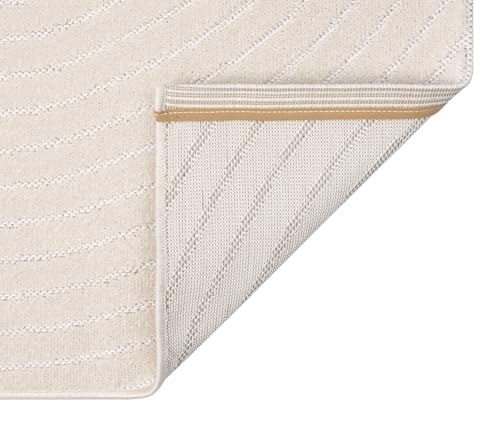 the carpet Santo Plus Outdoor Teppich – Wetterfest & Pflegeleicht, Balkon Teppich, Terrasse & Garten, Flachgewebe Indoor & Outdoor, Modern für Wohnzimmer & Schlafzimmer, Creme, 120 x 160 cm