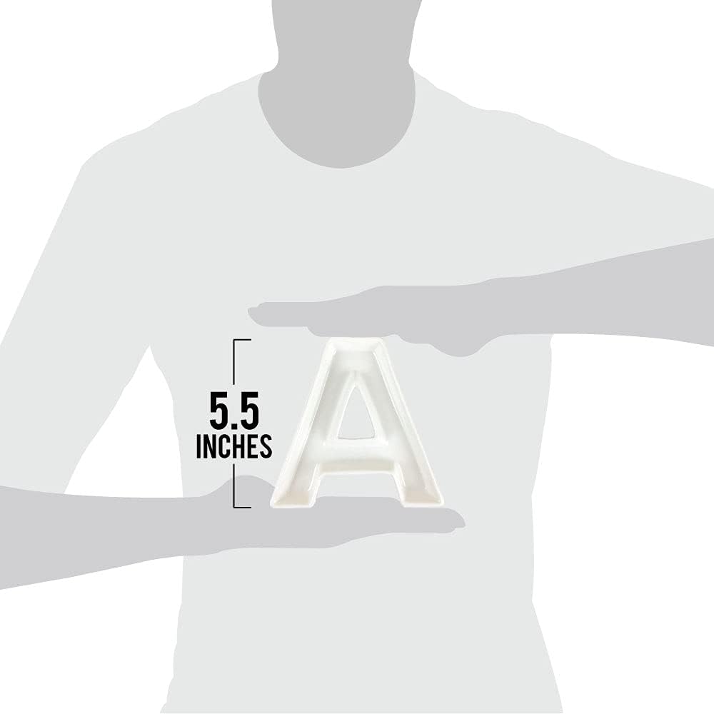 Flash Deals - 50% OFF Just Artifacts 5.5-Inch White Decorative Ceramic Letter Dish (Letter: R,Length: 5.5 Inches)