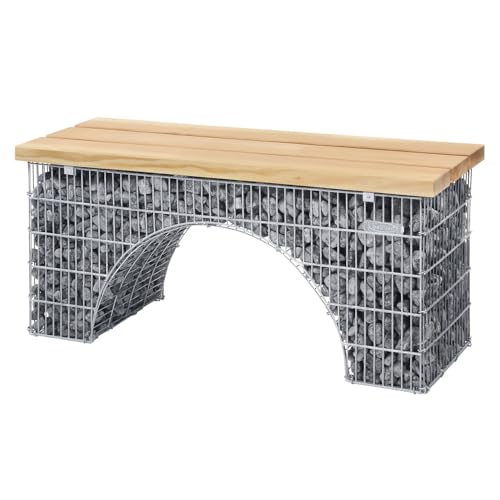 Bellissa Banc Gabions en Arche ARCO - Assise en Bois de Douglas - Look Rétro Romantique - 125 x 45 x 54 cm - 97133