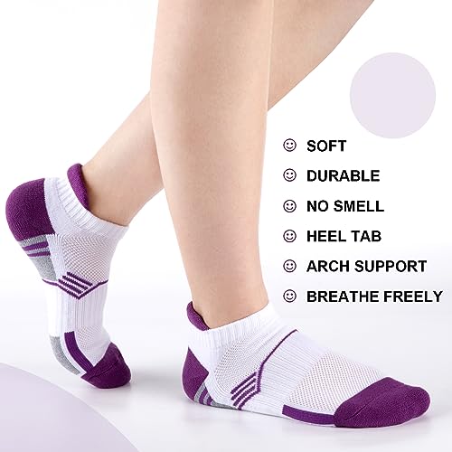 Image of COOVAN Ankle Socks Womens Athletic Low Cut Thick Cushioned Running Socks with Tab 6 Pairs