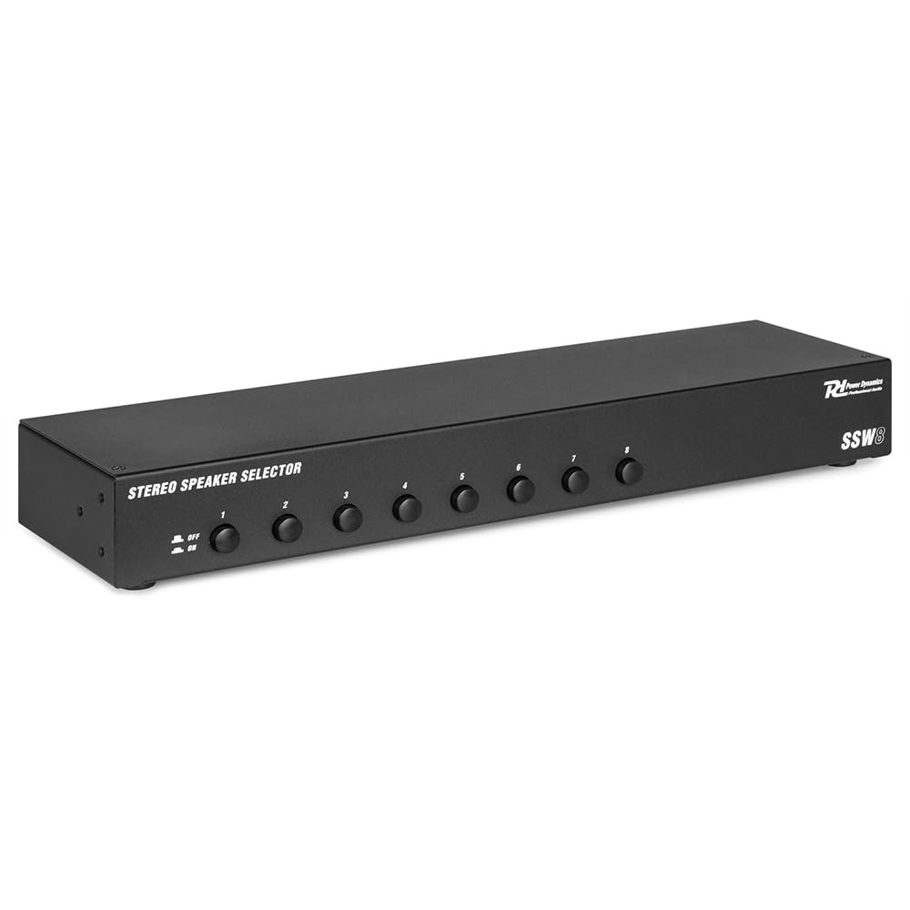 Power Dynamics SSW8 - Selector de audio para altavoces, controla 8 parejas de altavoces, instalación fácil, sin alimentación externa, compatible con altavoces 4-16 Ohmios, Máx.100W por canal